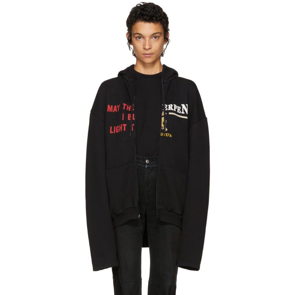 VETEMENTS FW18 May The Bridges I Burn Light The Way / Antwerpen Zip Up Hoodie