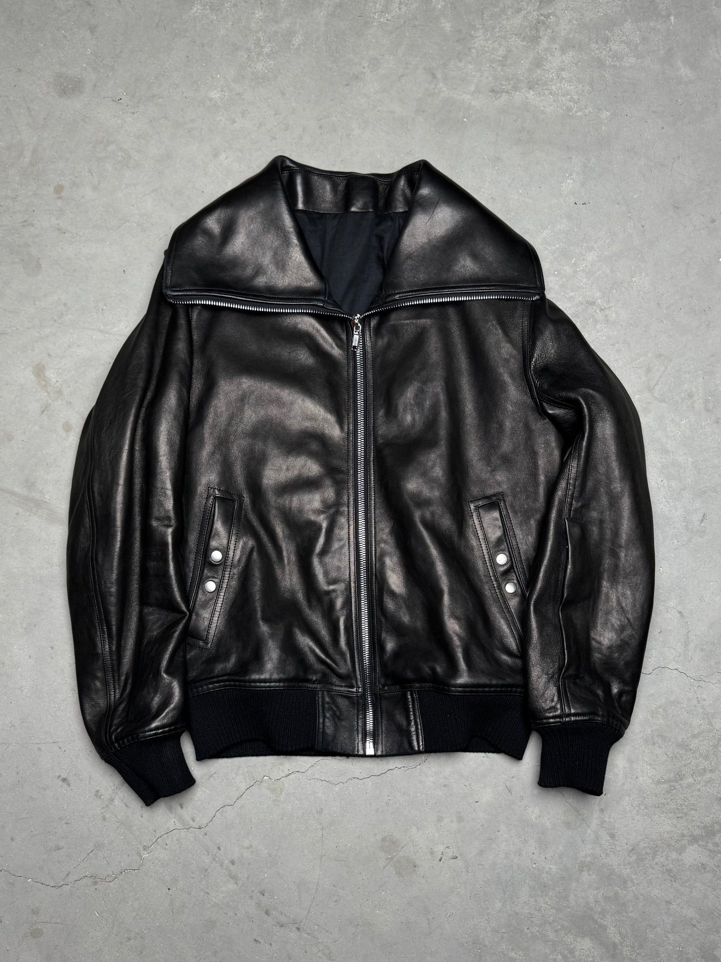 Rick Owens FW25 CONCORDIANS Dracucollar Flight Leather Jacket