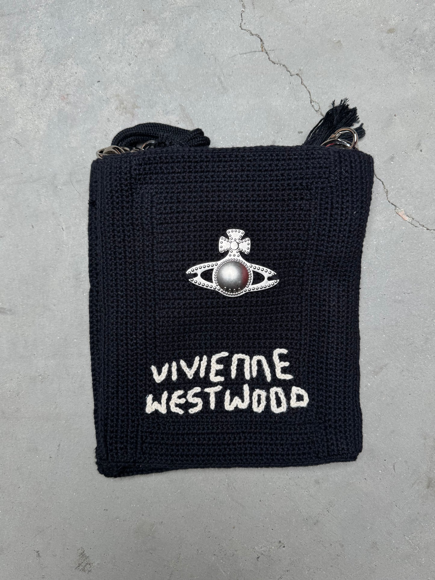 Vivienne Westwood Mabel Small Crochet Tote Bag Black