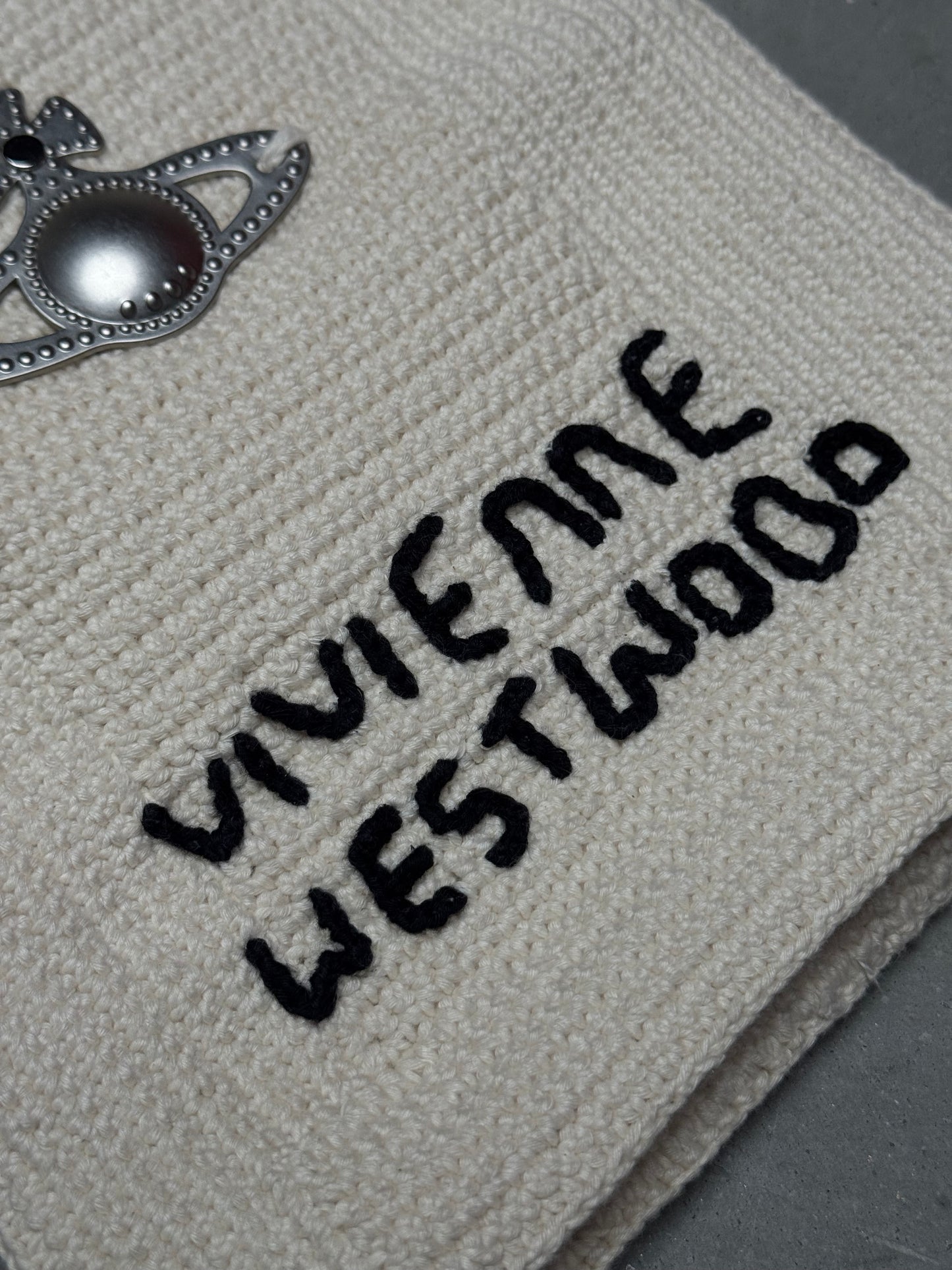 Vivienne Westwood Mabel Small Crochet Tote Bag Cream White