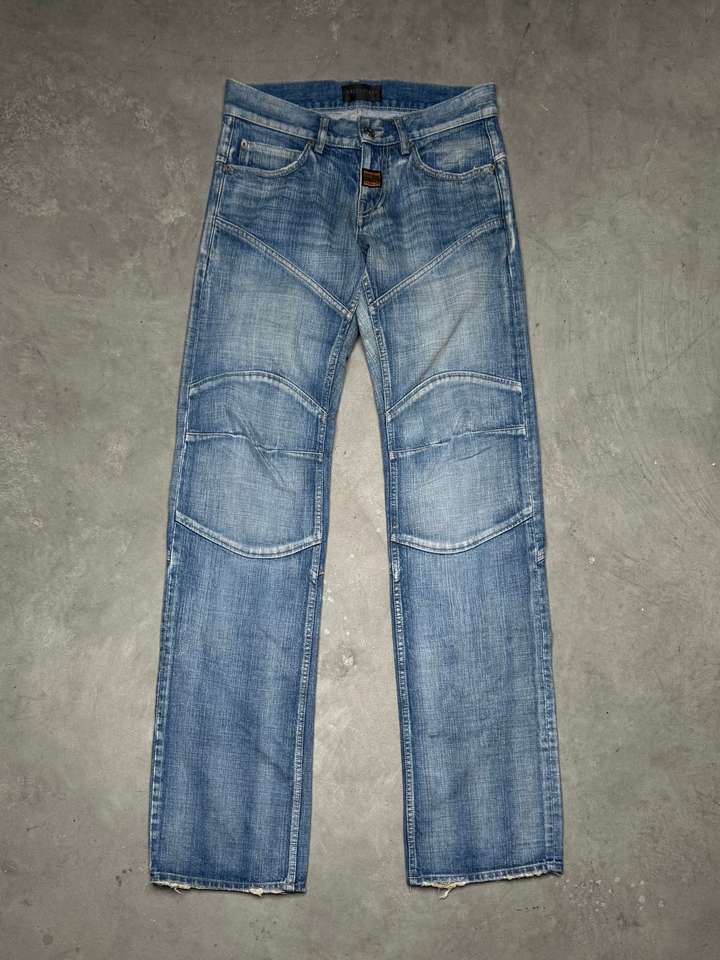 Balenciaga George V Low Waist Denim Jeans Blue