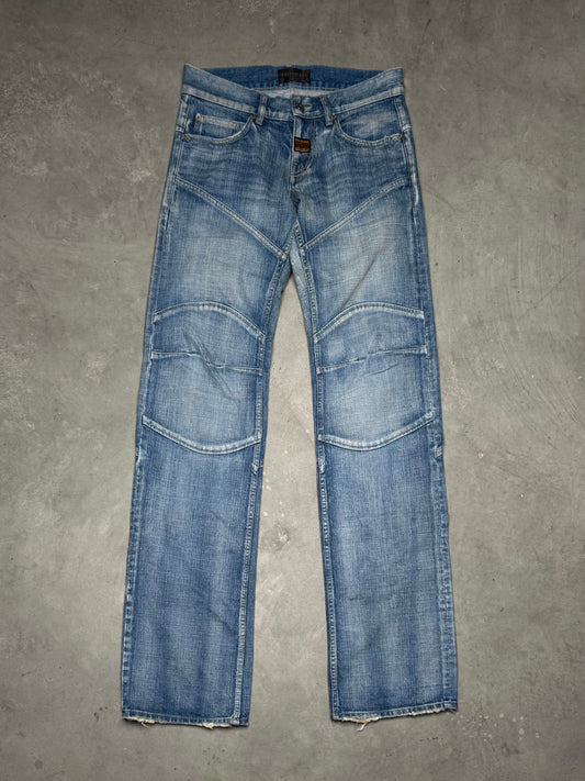 Balenciaga George V Low Waist Denim Jeans Blue