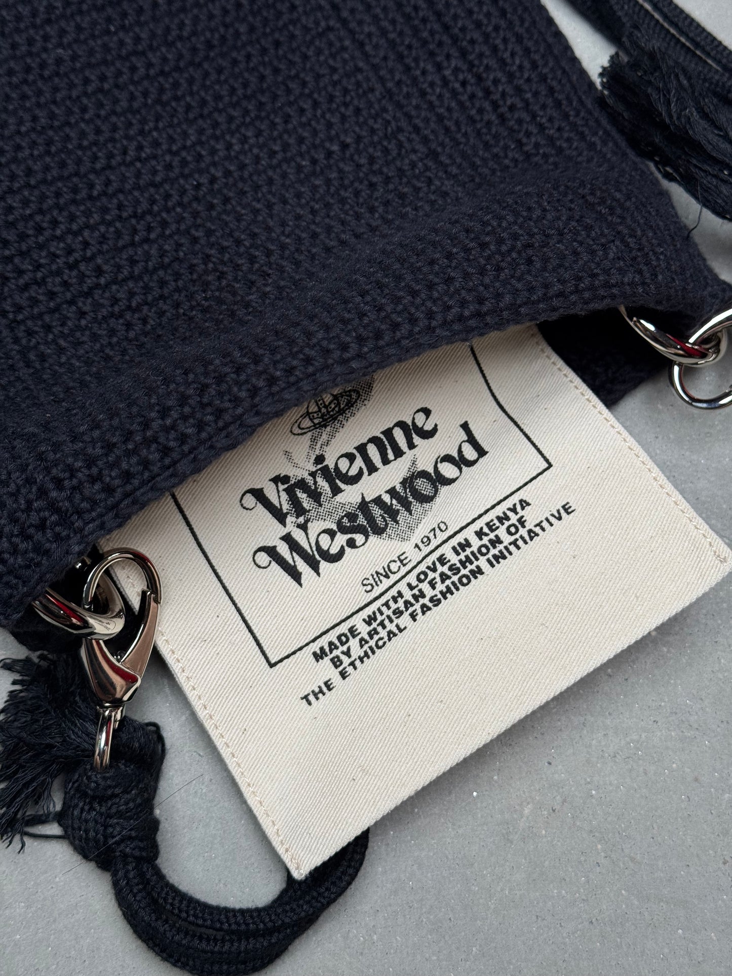 Vivienne Westwood Mabel Small Crochet Tote Bag Black