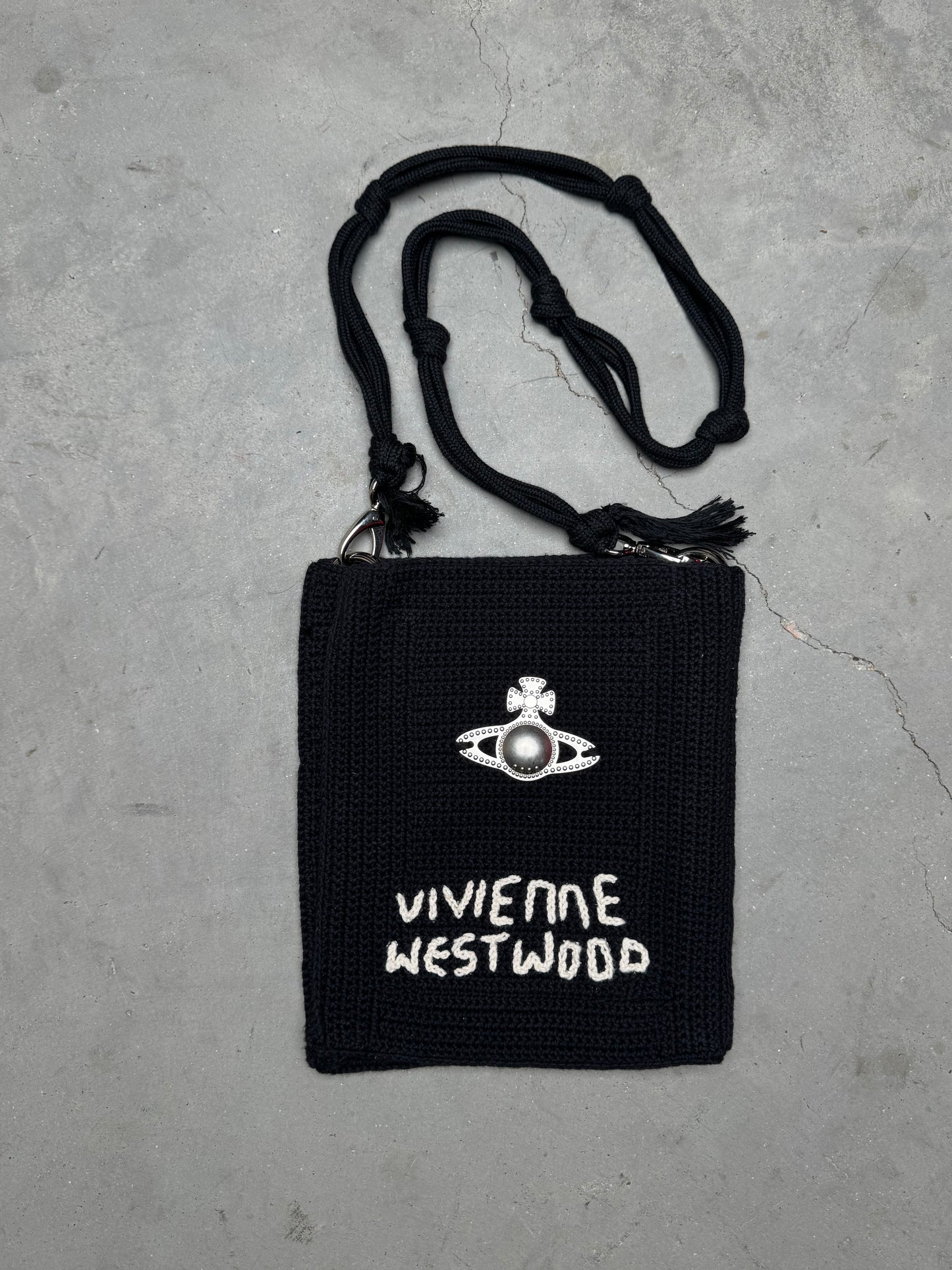 Vivienne Westwood Mabel Small Crochet Tote Bag Black
