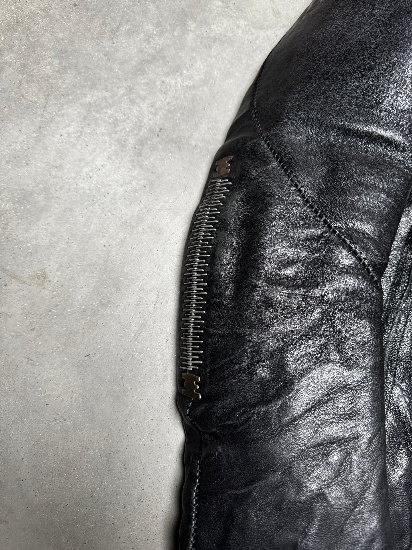 Isaac Sellam Experience Leather Down Ribbed Jacket