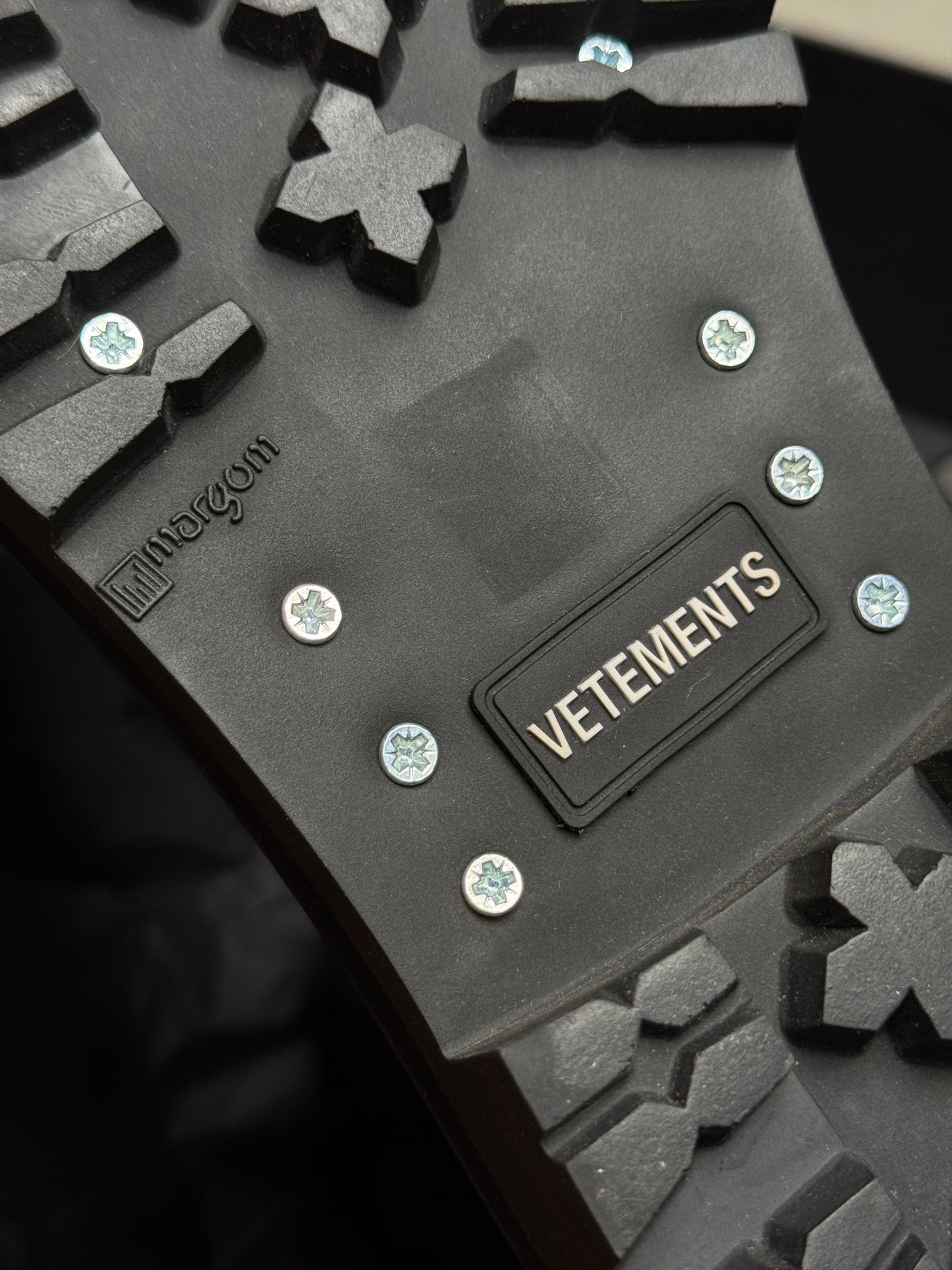 VETEMENTS FALL 2020 Zip-Up Police Combat Leather Boots Black