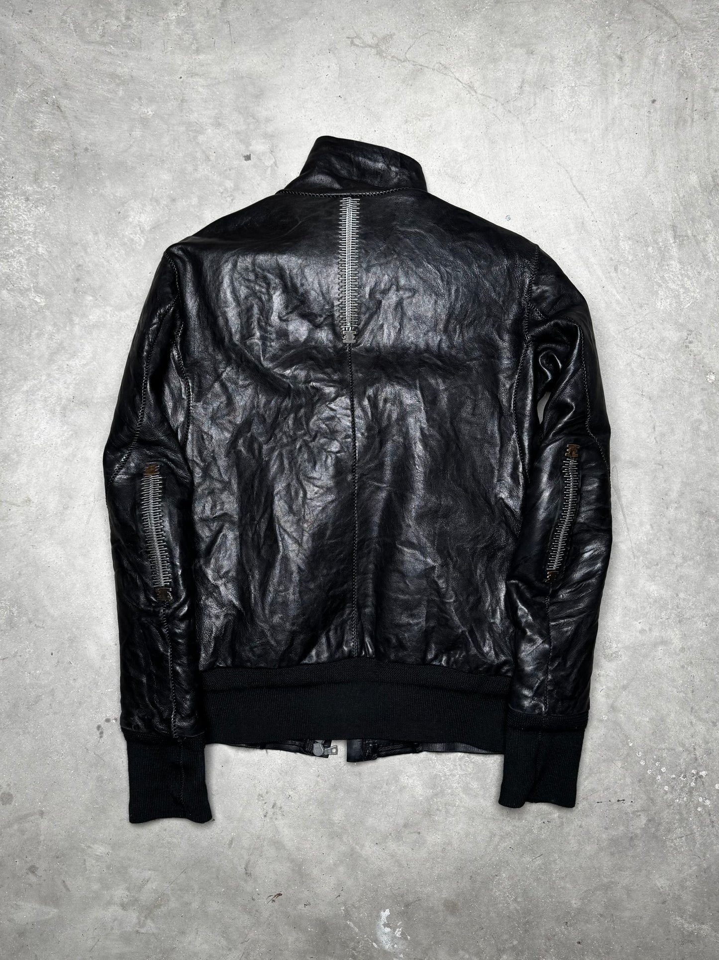 Isaac Sellam Experience Leather Down Ribbed Jacket