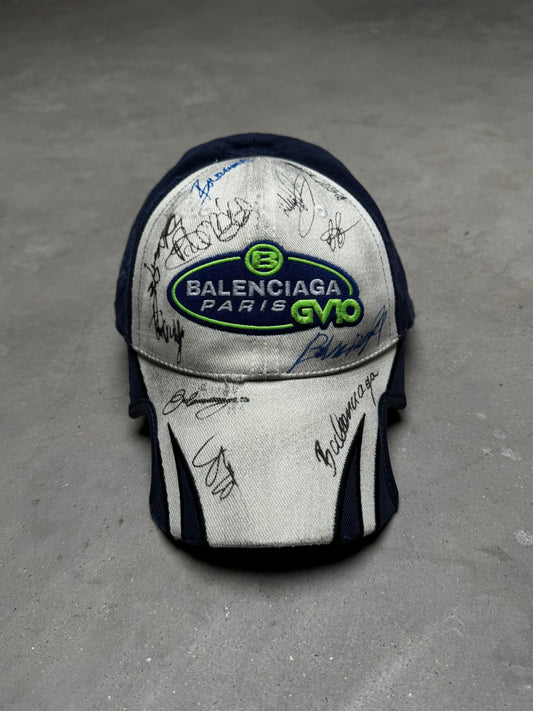 Balenciaga Autographed Racing Cap White Navy
