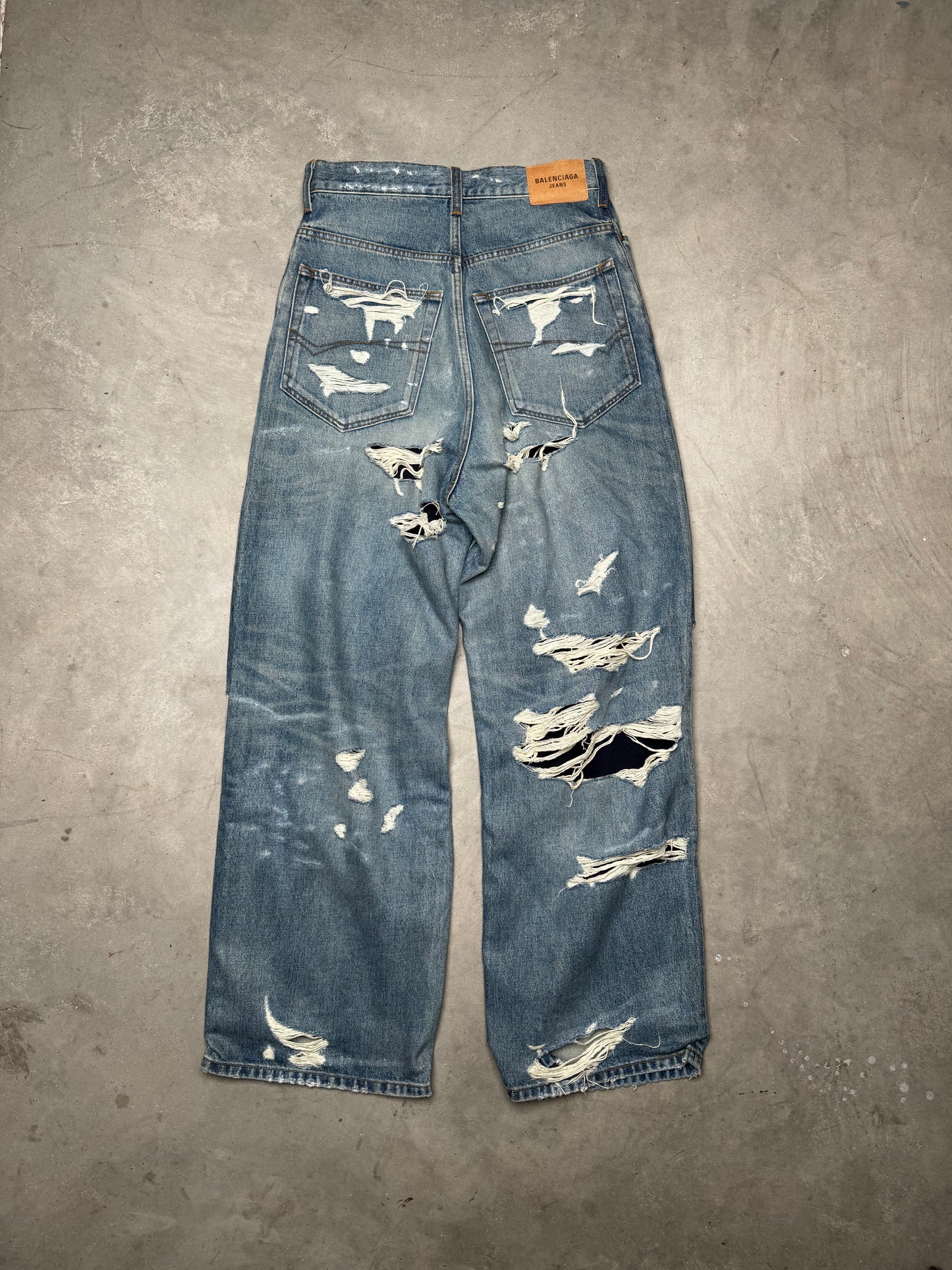 Balenciaga Fall 21 Distressed Double Layered Japanese Denim Jeans