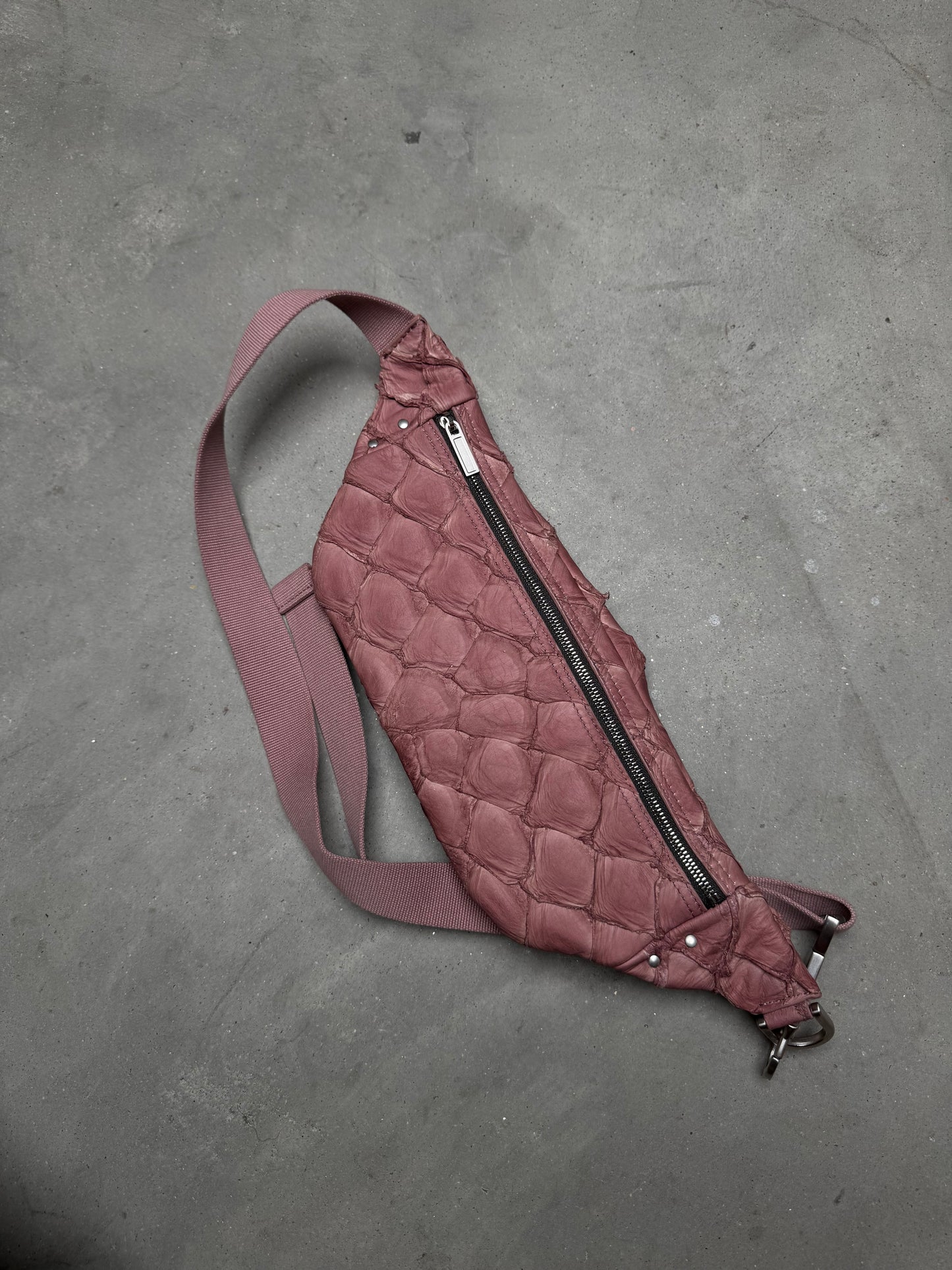 Rick Owens 1 OF 1 Pirarucu Fish Leather Waist Bag Dusty Pink