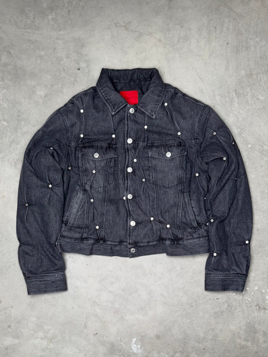 KUSIKOHC Padded Multi Rivet Denim Jacket Black