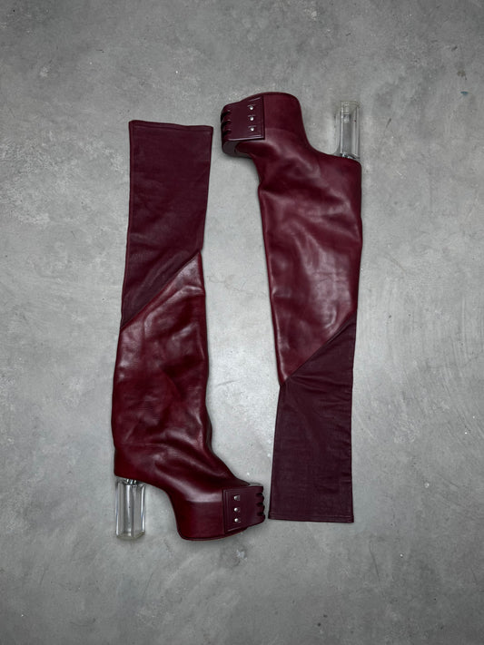 Rick Owens SAMPLE FW23 LUXOR Flared Platform Kiss Heel Boots Amethyst