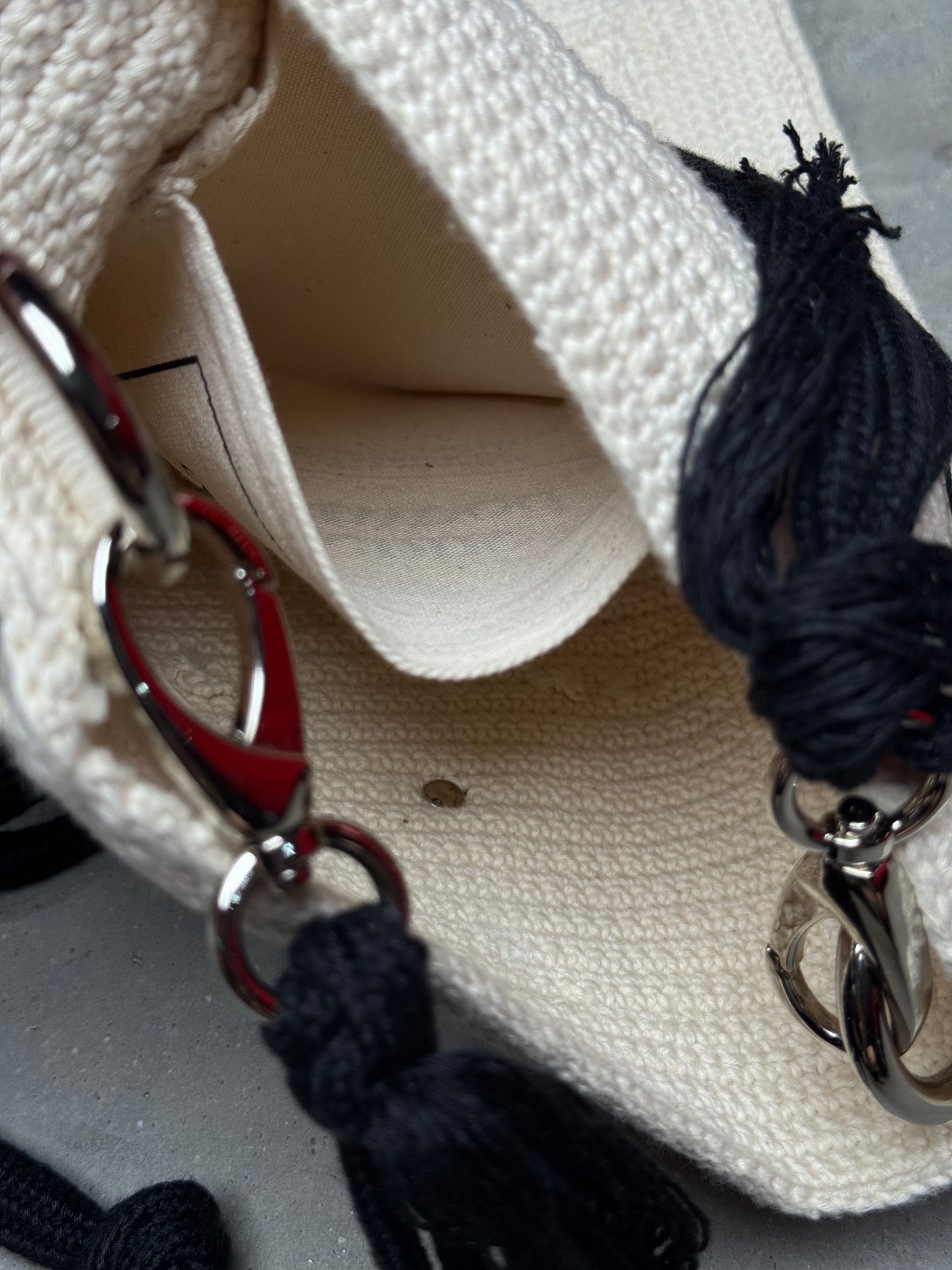 Vivienne Westwood Mabel Small Crochet Tote Bag Cream White