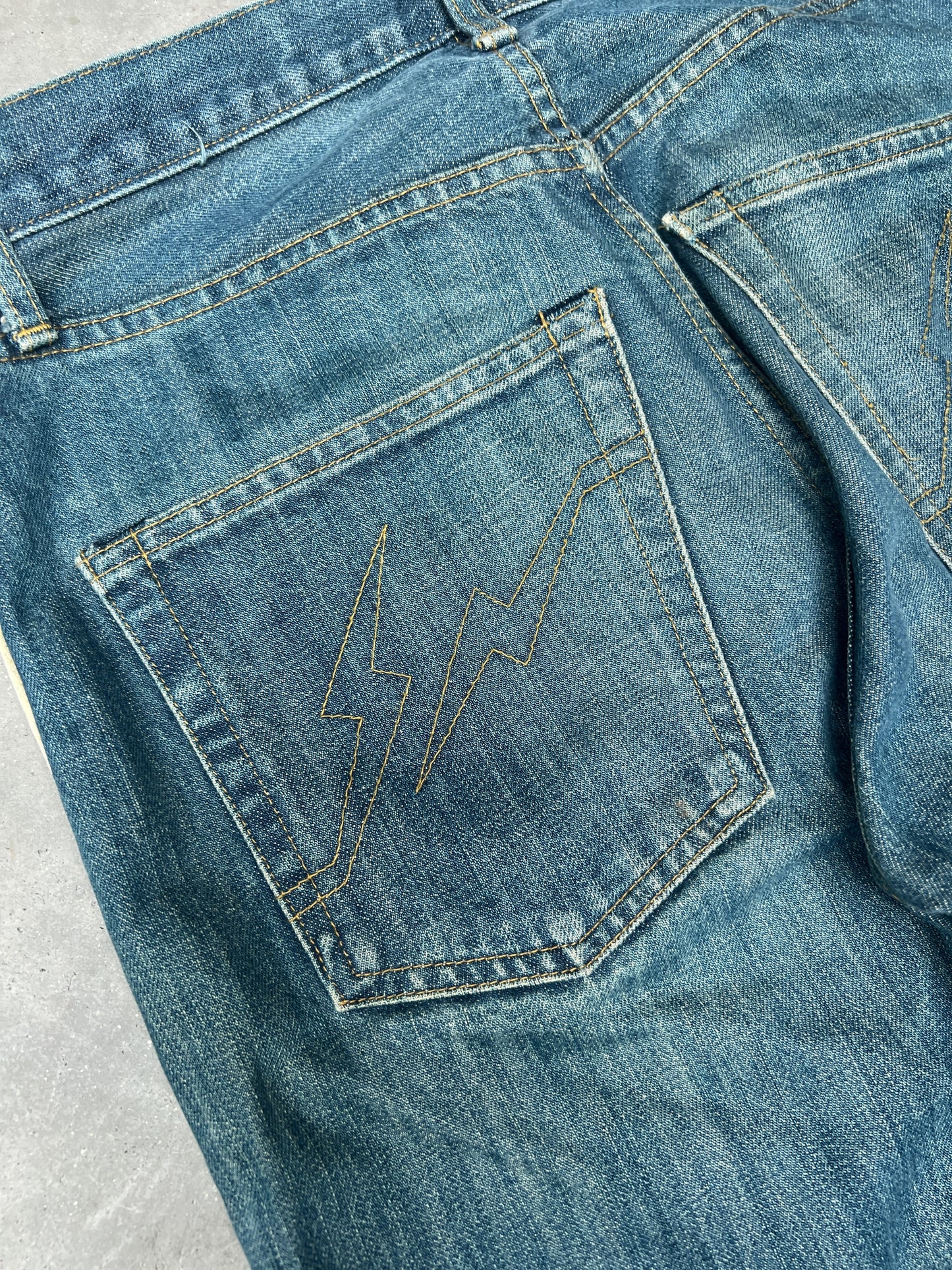 Undercover x Fragment AW02 Leather Side Stripe Denim Jeans
