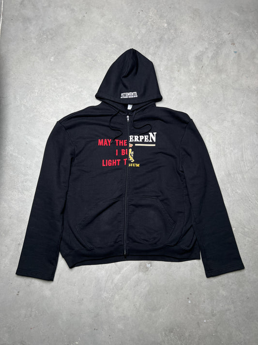 VETEMENTS FW18 May The Bridges I Burn Light The Way / Antwerpen Zip Up Hoodie