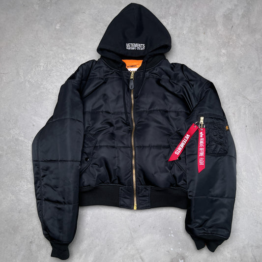 VETEMENTS SS17 x Alpha Industries Reversible Hooded Bomber Jacket