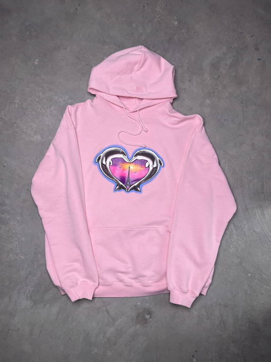 VETEMENTS Dolphin Heart Logo Hoodie Baby Pink