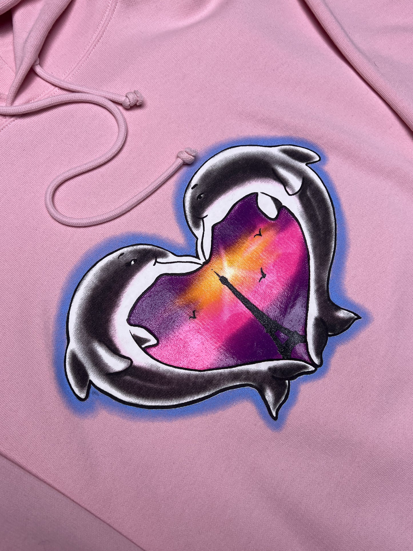 VETEMENTS Dolphin Heart Logo Hoodie Baby Pink