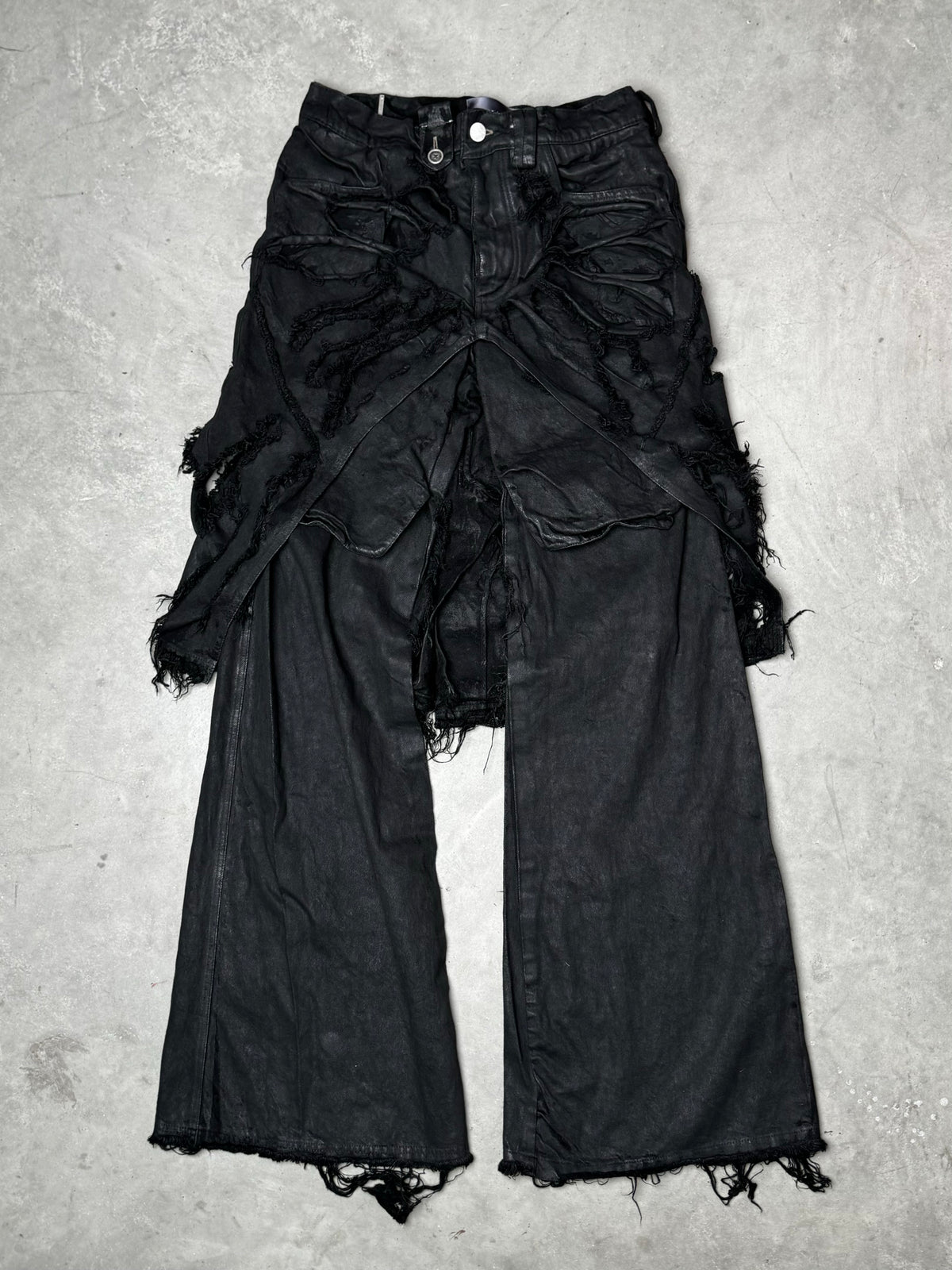 Shine Luxury Irinestar Layered Distressed Inserted Flared Pants 