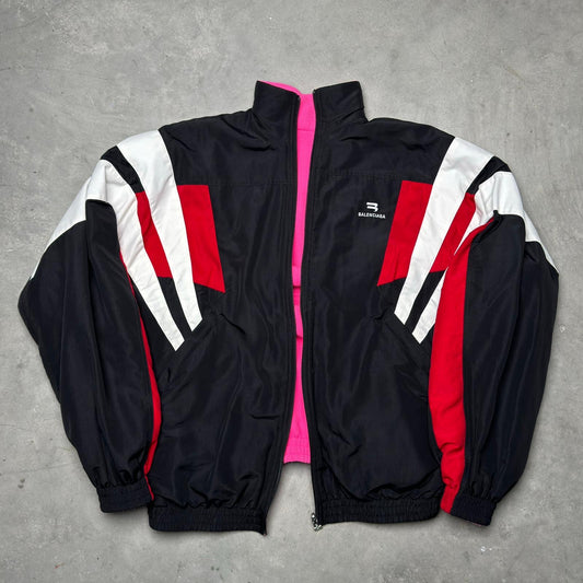Balenciaga Reversible Sporty B Track Jacket Black Red Pink