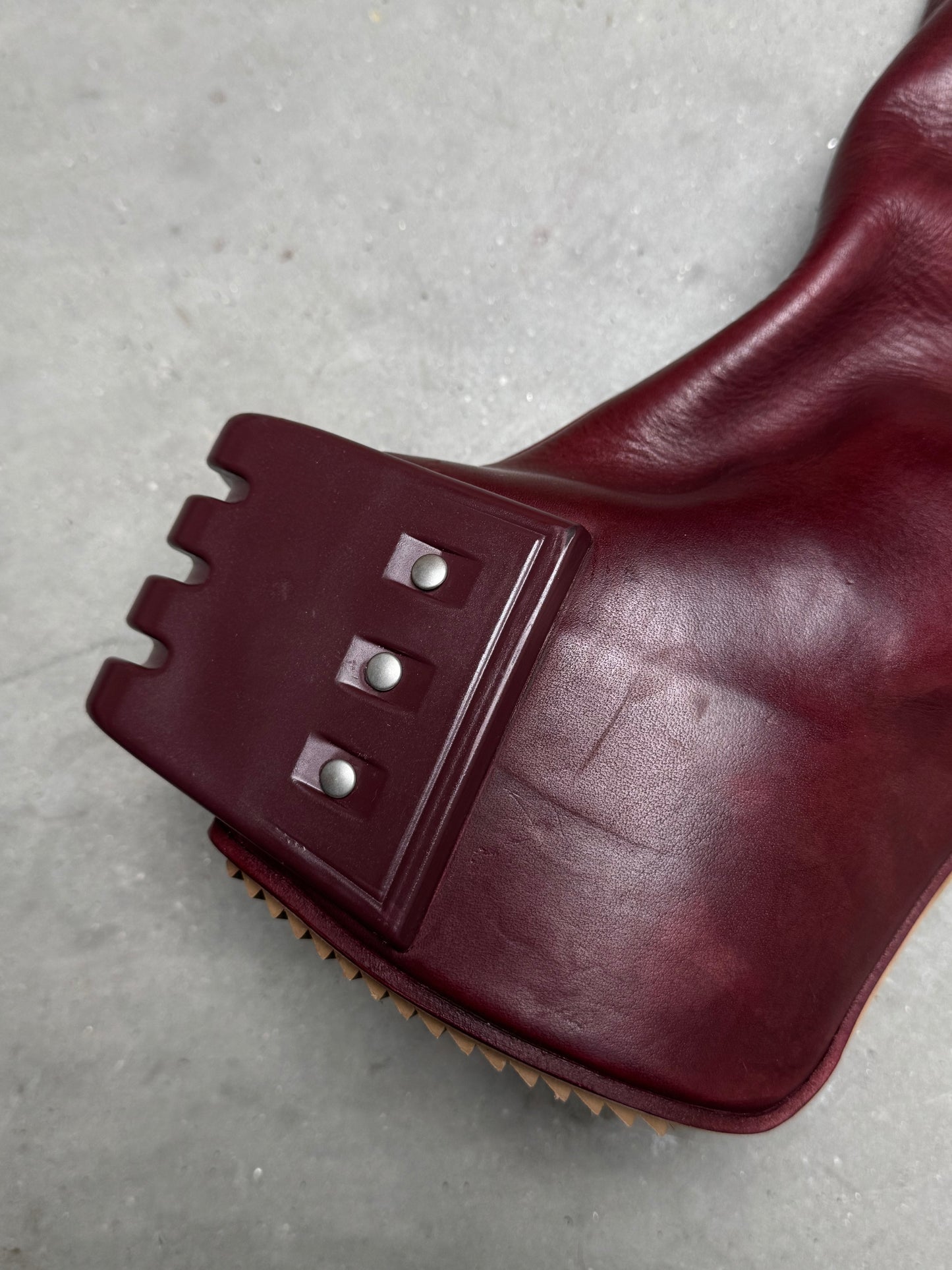 Rick Owens SAMPLE FW23 LUXOR Flared Platform Kiss Heel Boots Amethyst