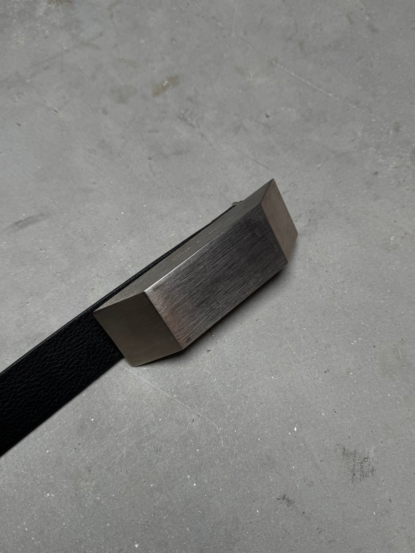 Rick Owens FW21 GETHSEMANE Beveled Buckle Leather Belt Black