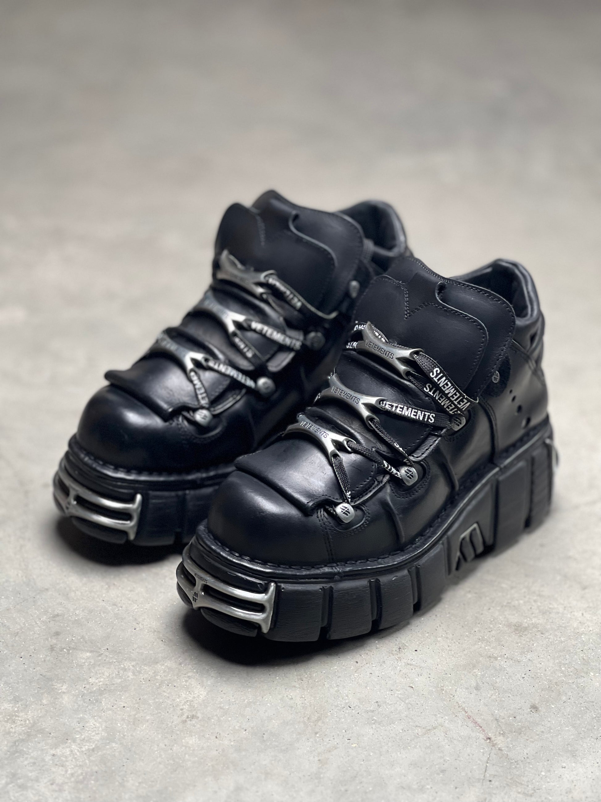 Vetements Black Leather Platform Sneakers Vetements