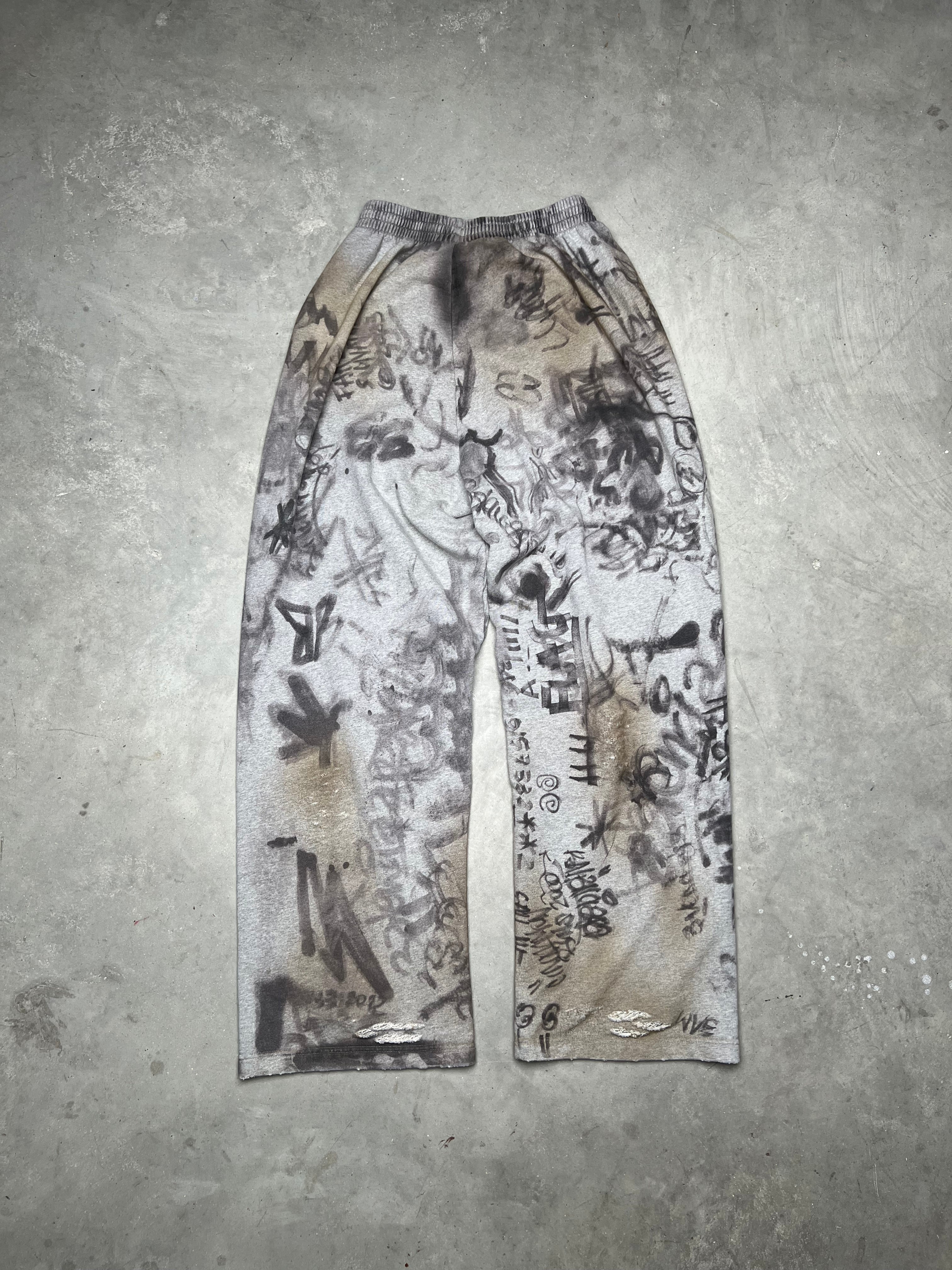 Balenciaga Graffiti Skater Crest Cotton Track Pants Grey – ARCHIVE A