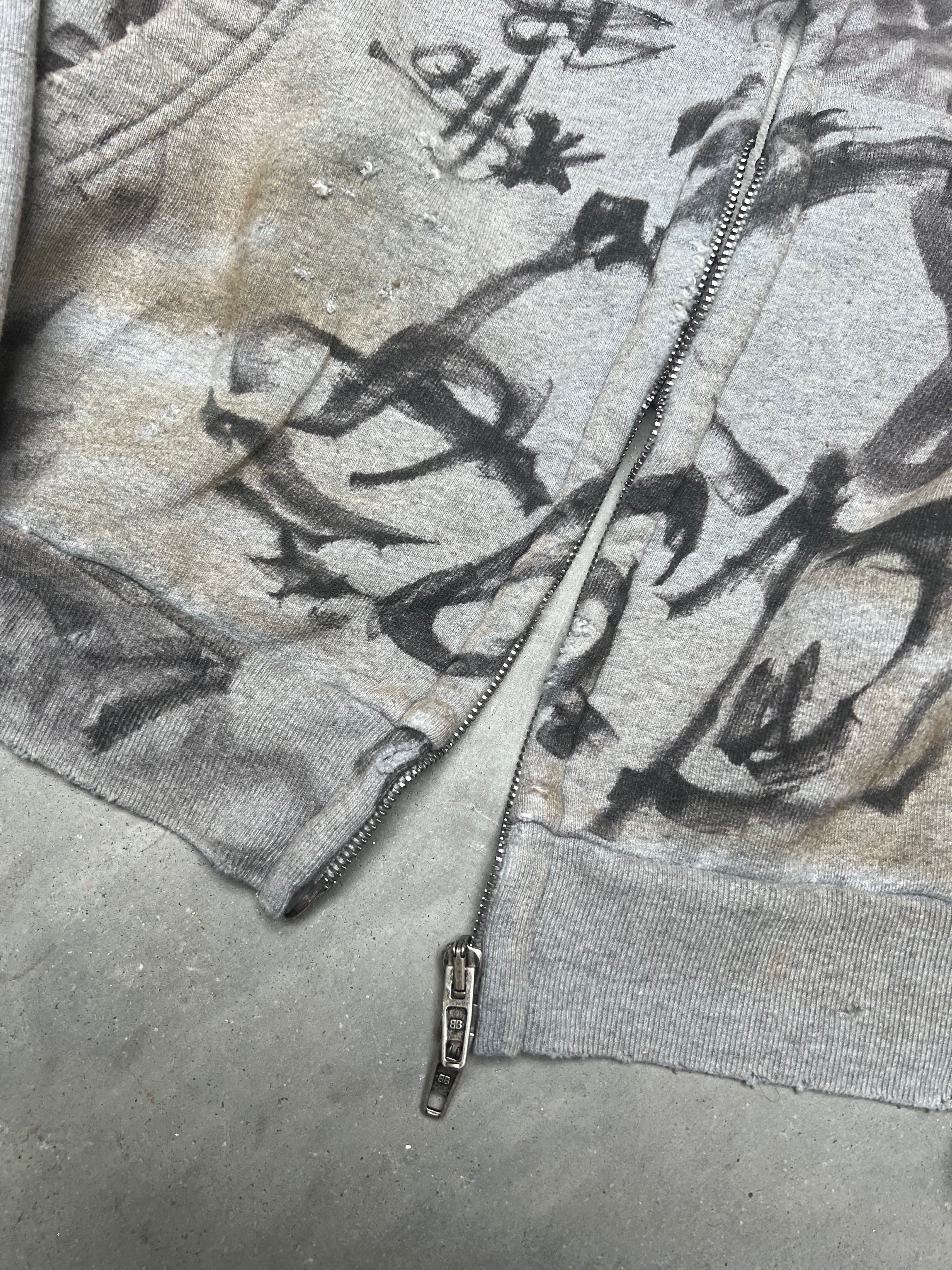 Balenciaga Graffiti Skater Crest Zip Up Hoodie Grey – ARCHIVE A