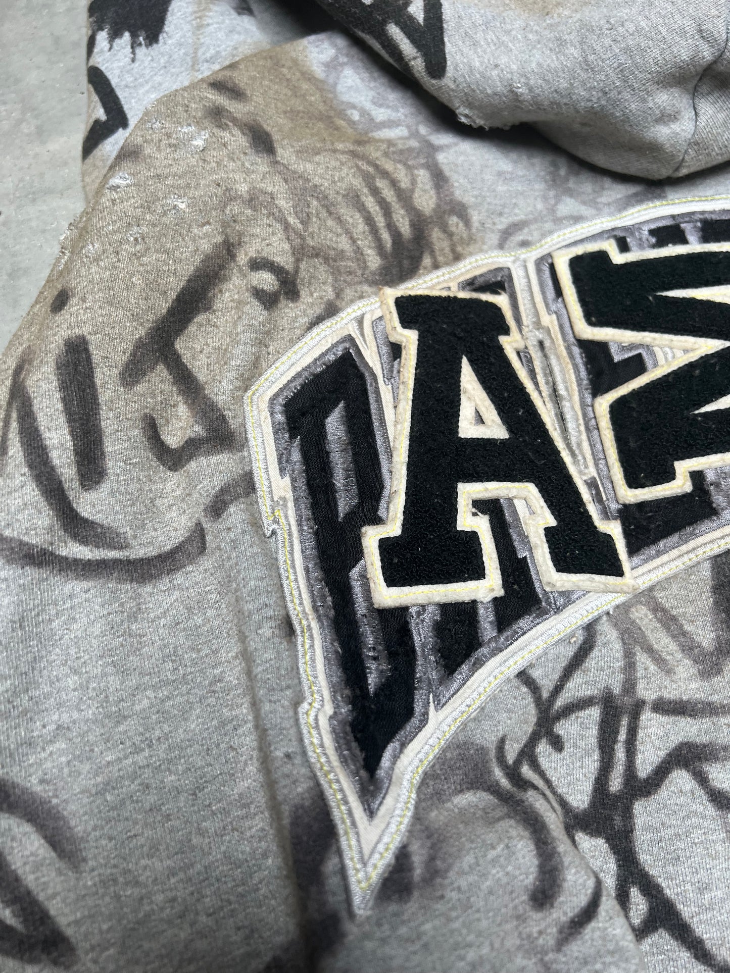 Balenciaga Graffiti Skater Crest Zip Up Hoodie Grey