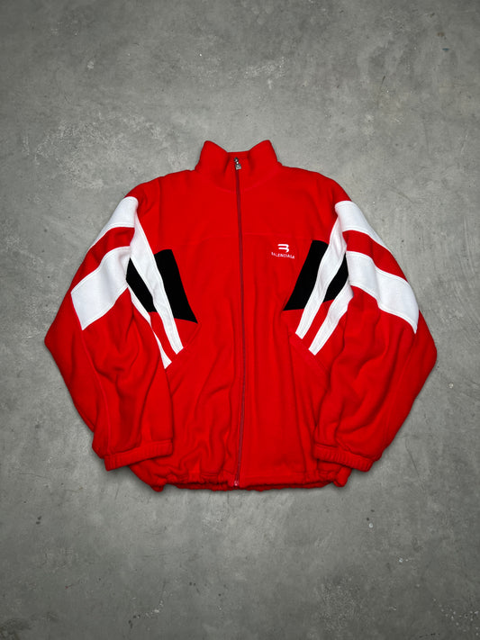 Balenciaga Oversized Sporty B Cosy Fleece Jacket Red